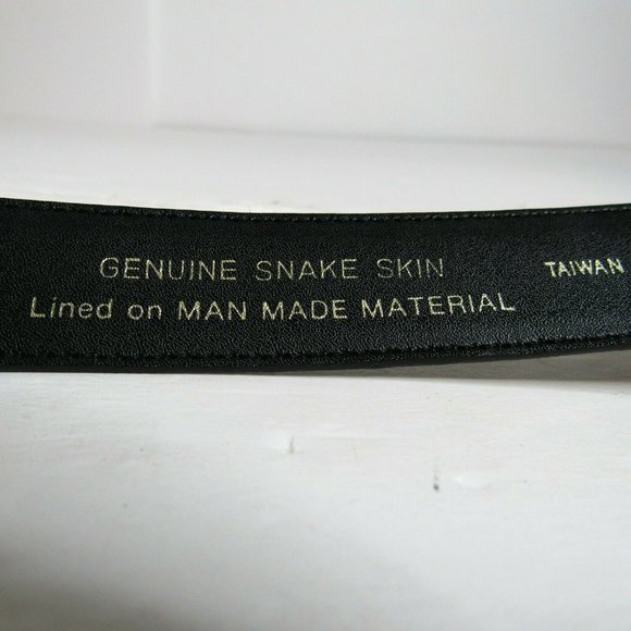 BLACK SNAKE SKIN Narrow Belt Women's Size 38" Waist x 1" Wide Style# H044001 - Picture 6 of 7
